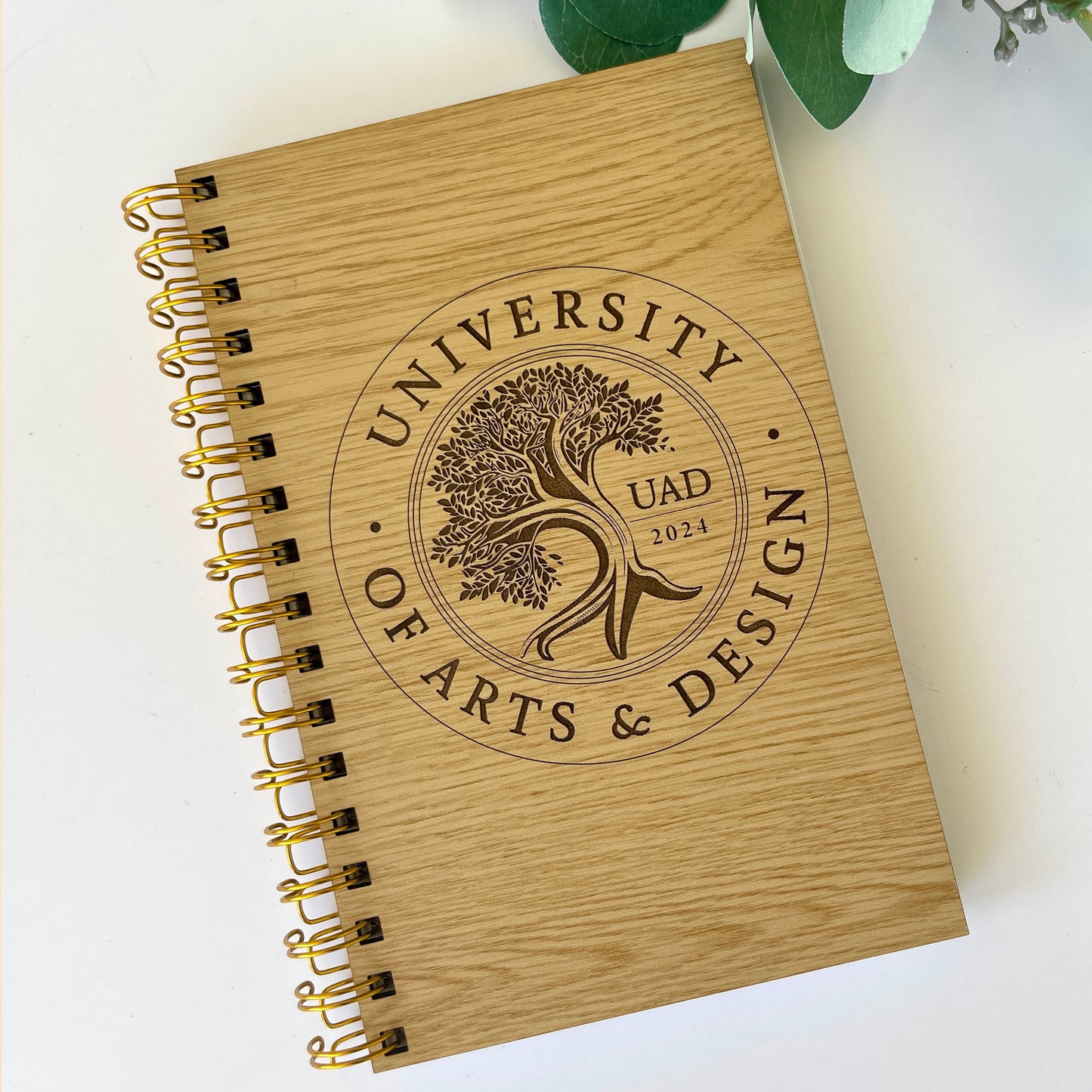 University of Arts & Design Laser Engraved Wood Cover Notebook