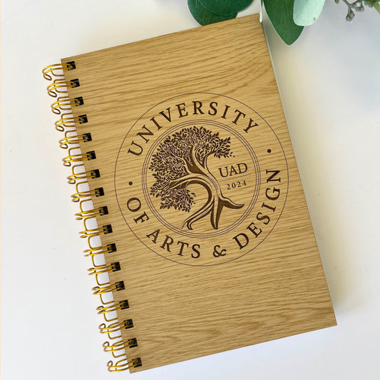 University of Arts & Design Laser Engraved Wood Cover Notebook