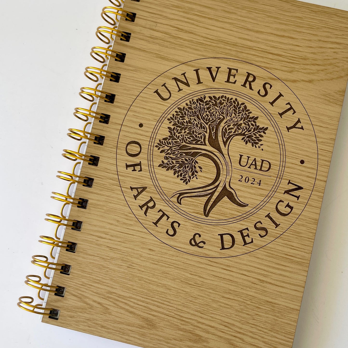 University of Arts & Design Laser Engraved Wood Cover Notebook