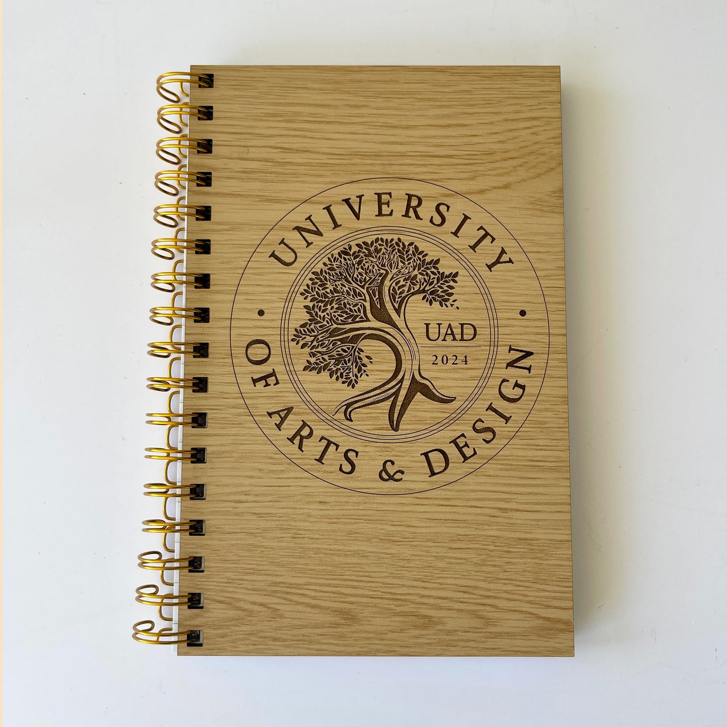 University of Arts & Design Laser Engraved Wood Cover Notebook